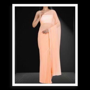Peach Plain Georgette Silk Saree