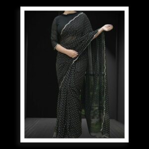 Black Georgette Silk Bandhani Saree