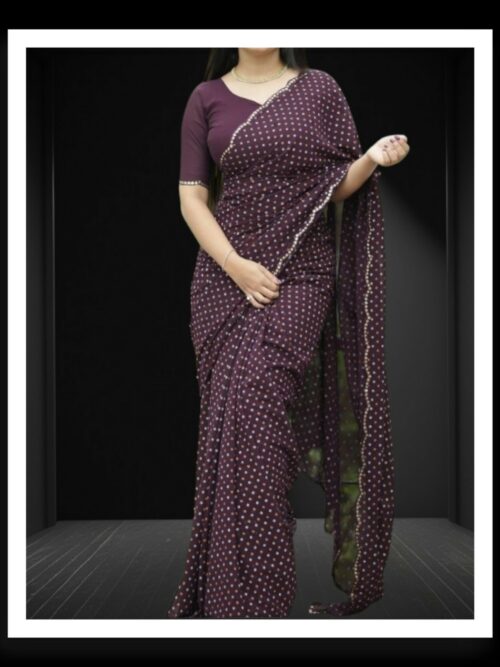 Purple Georgette Silk Bandhani Saree