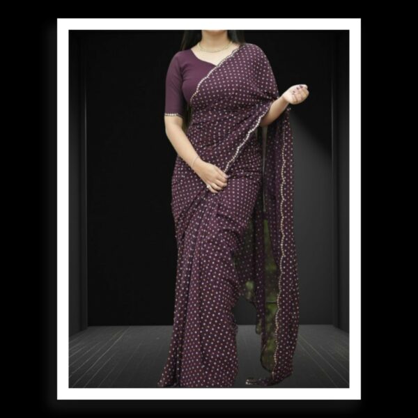Purple Georgette Silk Bandhani Saree