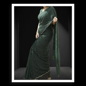 Dark Green Georgette Silk Bandhani Saree