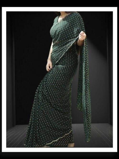 Dark Green Georgette Silk Bandhani Saree