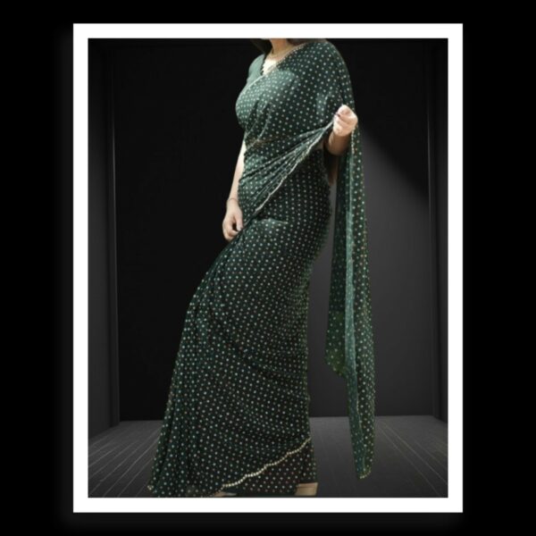 Dark Green Georgette Silk Bandhani Saree