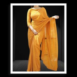 Mango Yellow Georgette Silk Bandhani Saree