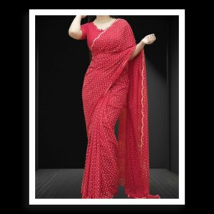 Red Georgette Silk Bandhani Saree