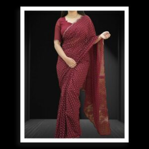 Maroon Georgette Silk Bandhani Saree