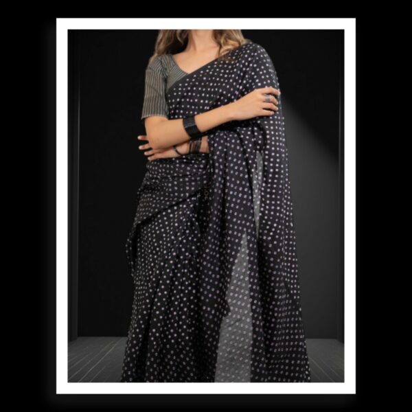 Black Rai Dani Bandhani Saree Pure Gaji Silk - Image 2