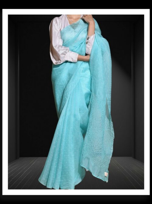 Sky Rai Dani Bandhani Saree Pure Gaji Silk