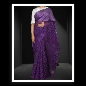Purple Designer Pure Gaji Silk Bandhani Saree