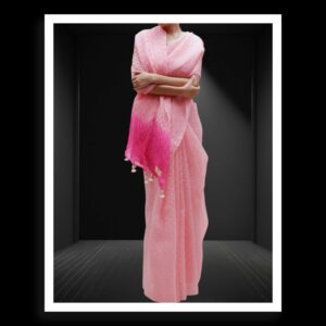Rose Pink Designer Bandhani Saree Pure Gaji Silk