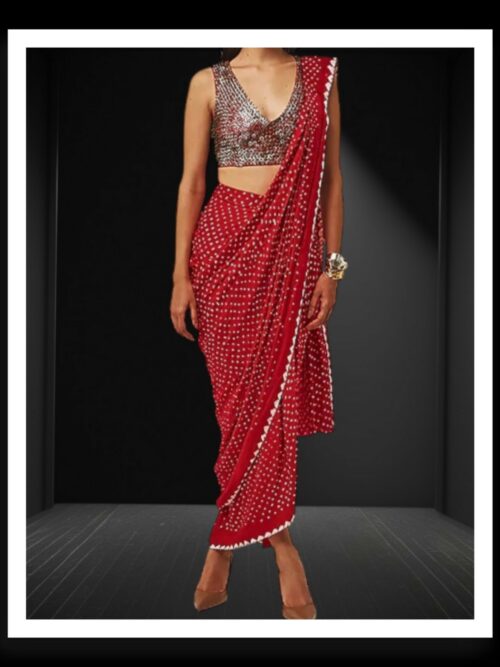 Red Rai Dani Bandhani Saree Pure Gaji Silk