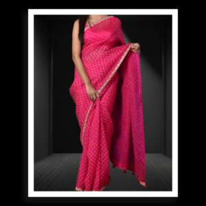 Rani Pink Rai Dani Bandhani Saree Pure Gaji Silk