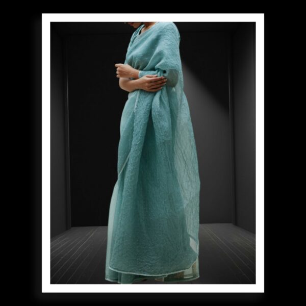 Ocean Blue Rai Dani Bandhani Saree Pure Gaji Silk - Image 2