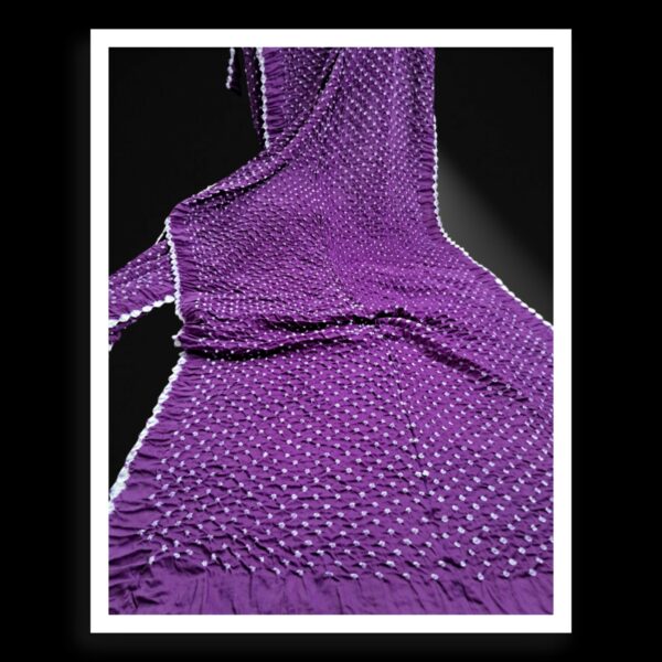 Purple Rai Dani Bandhani Saree Pure Gaji Silk - Image 2
