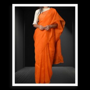 Mango Orange Rai Dani Bandhani Saree Pure Gaji Silk