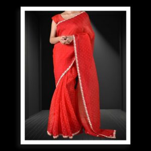 Red Rai Dani Bandhani Saree Pure Gaji Silk