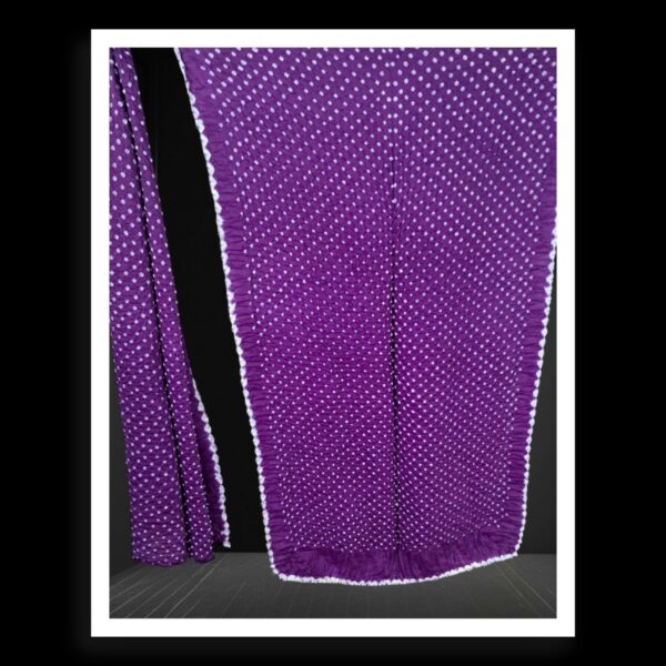 Purple Rai Dani Bandhani Saree Pure Gaji Silk - Image 3