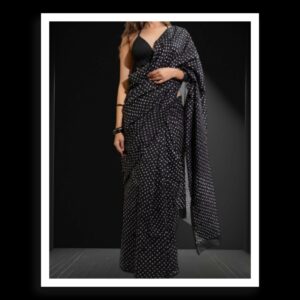 Black Rai Dani Bandhani Saree Pure Gaji Silk
