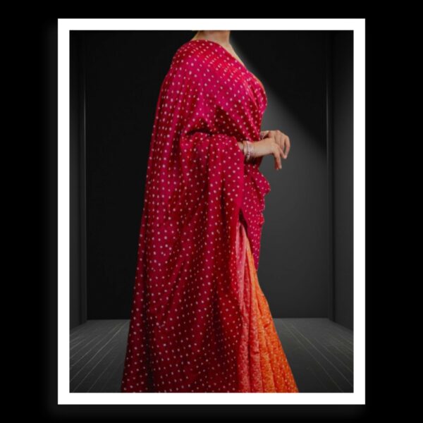 Maroon Golden Rai Dani Bandhani Saree Pure Gaji Silk - Image 2
