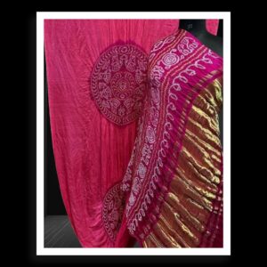 Pink Magenta Ras Mandal Gaji Silk Bandhani Saree