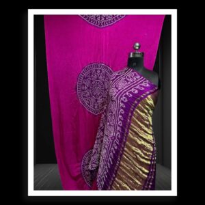 Magenta Purple Ras Mandal Gaji Silk Bandhani Saree