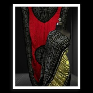 Red Black Ras Mandal Gaji Silk Bandhani Saree