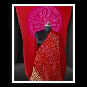Love Red Ras Mandal Bandhani Saree Pure Gaji Silk