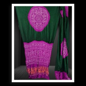 Magenta Green Ras Mandal Bandhani Saree Pure Gaji Silk