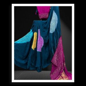 Magenta Ras Mandal Multi Color Bandhani Saree GajiSilk