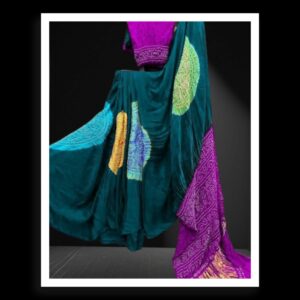 Purple Ras Mandal Multi Color Bandhani Saree GajiSilk