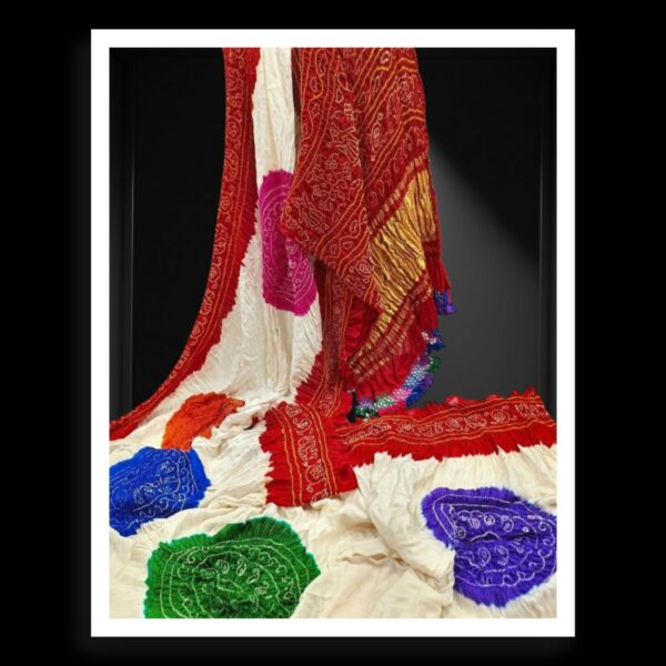 Red Ras Mandal Bandhani Saree Pure Gaji Silk - Image 4