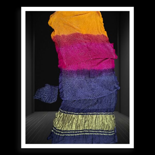 Purple Pink Golden Bandhani Saree Pure Gaji Silk - Image 2