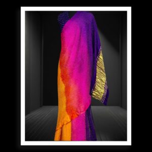 Purple Pink Golden Bandhani Saree Pure Gaji Silk