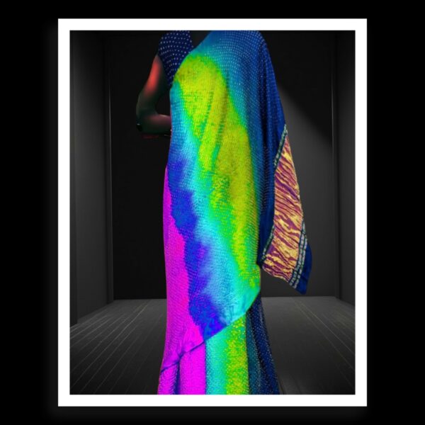 Blue Parrot Sky Bandhani Saree Pure Gaji Silk