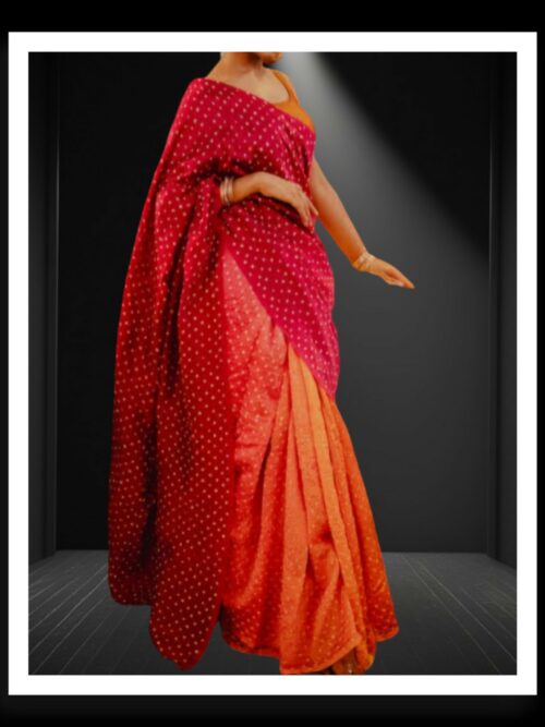 Maroon Golden Rai Dani Bandhani Saree Pure Gaji Silk