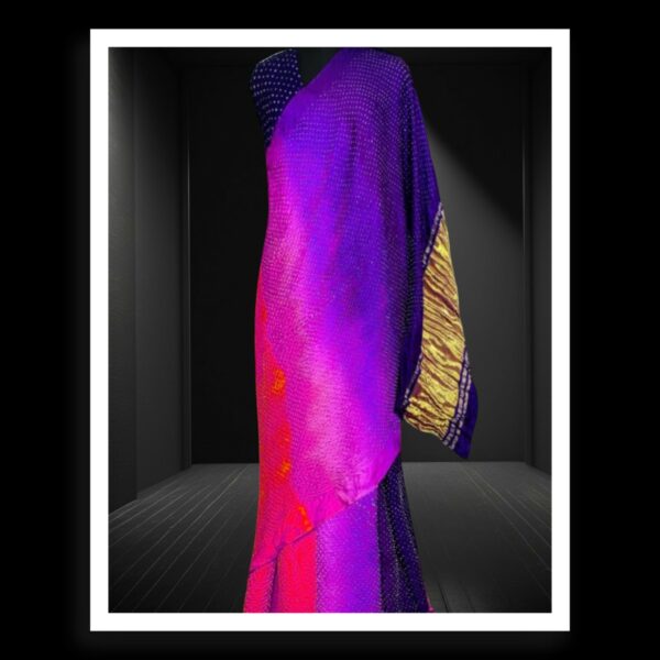 Magenta Purple Red Bandhani Saree Pure Gaji Silk