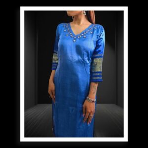 Blue Pure Modal Silk Designer Kurti