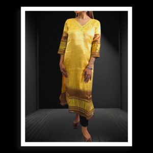 Yellow Pure Modal Silk Designer Kurti