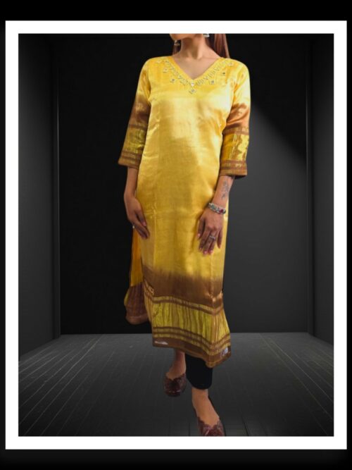Yellow Pure Modal Silk Designer Kurti