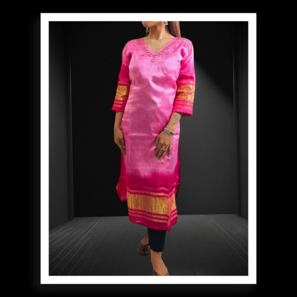 Pink Pure Modal Silk Designer Kurti