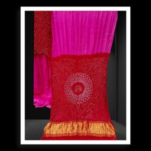 Red Pink Makdi Bandhani Saree Pure ModalSilk