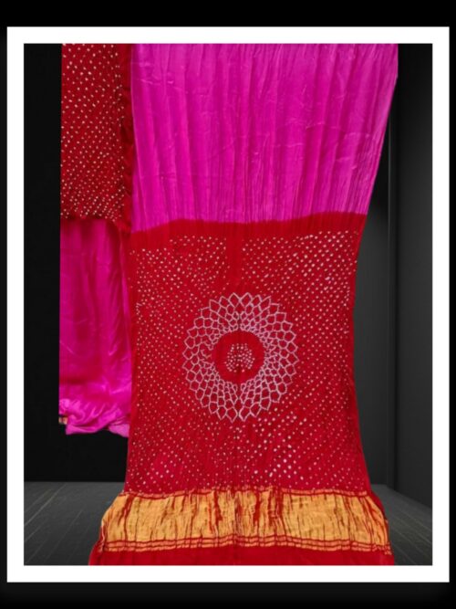 Red Pink Makdi Bandhani Saree Pure ModalSilk