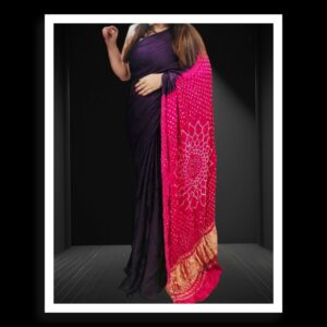 Purple Pink Makdi Bandhani Saree Pure ModalSilk