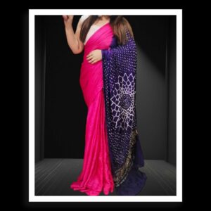 Pink Purple Makdi Bandhani Saree Pure ModalSilk