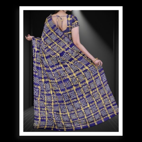 Purple Kala Cotton Bandhani Gharchola Saree - Image 3