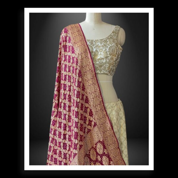 Banarasi Bandhani Pure Georgette Dupatta Wine - Image 2