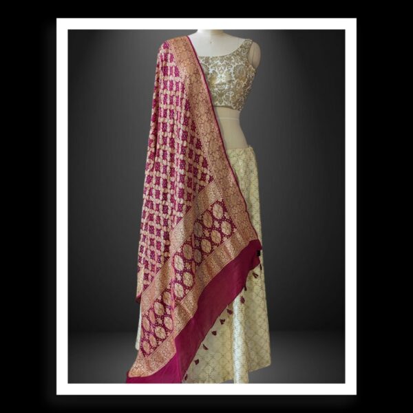 Banarasi Bandhani Pure Georgette Dupatta Wine