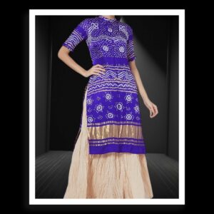 Designer Bandhani Top Pure Gaji Silk Blue