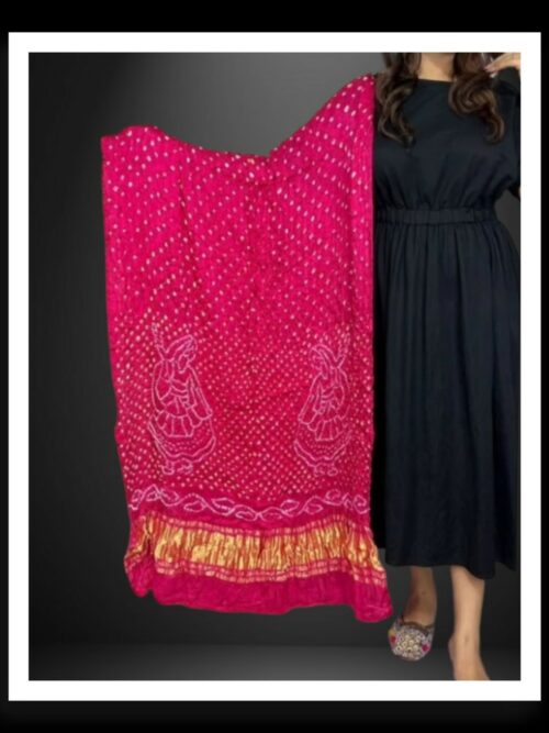 Pure Modal Silk Bandhani Dupatta Pink