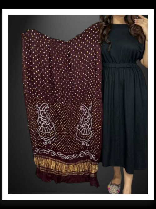 Pure Modal Silk Bandhani Dupatta Brown